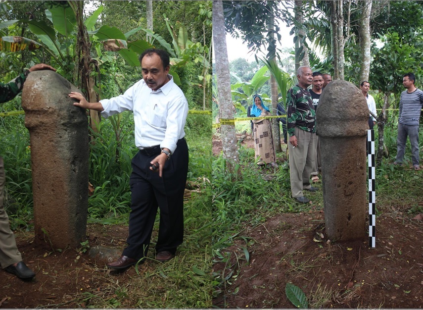 Kegiatan penjajakan temuan batu tagak di Puun, Jorong Balai Tabuah, Nagari Tanjung Sungayang Kabupaten Tanah Datar Sumatera Barat pada tahun 2017