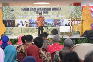 Kepala Dispora Provinsi Jawa Tengah, Prasetyo Aribowo menyampaikan sambutan dalam pembukaan Pameran Warisan Dunia 2016