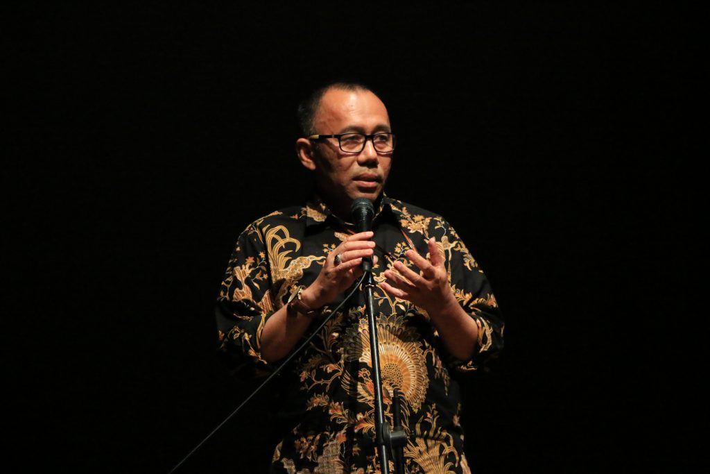 Fitra Arda, Direktur Pelestarian Cagar Budaya dan Permuseuman, Saat Memberikan Sambutan Pementasan (26/11).