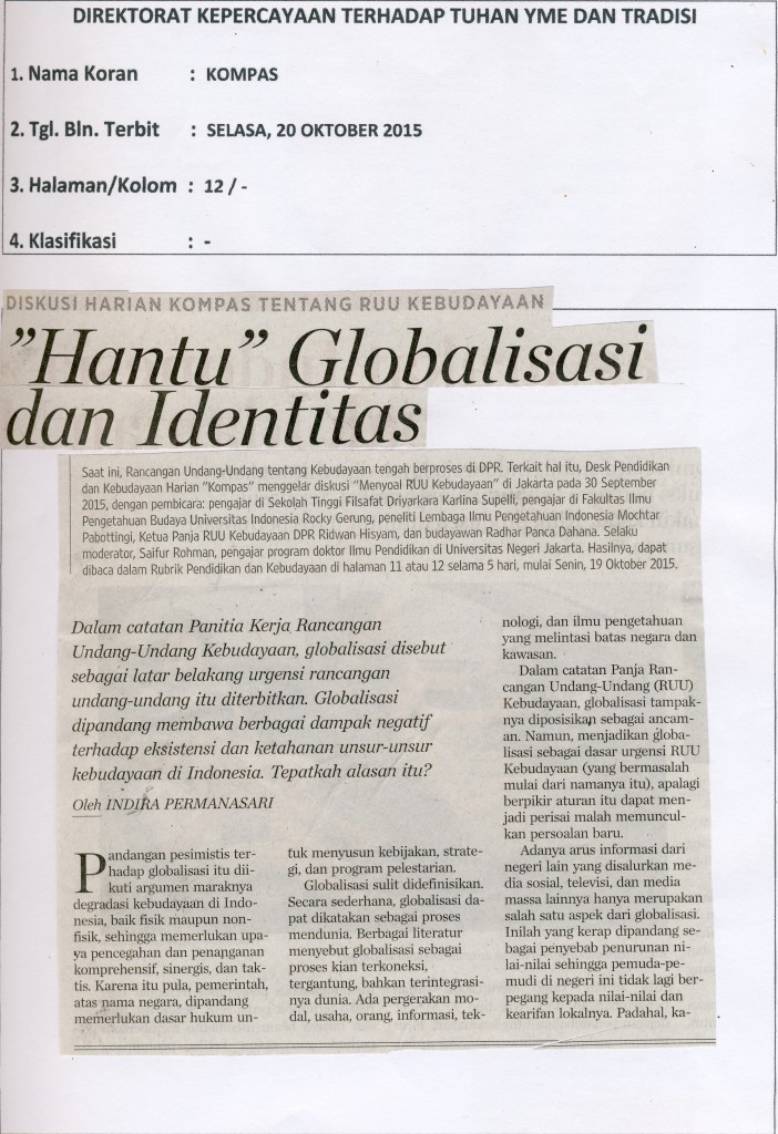 Kliping Budaya-211015-Kompas-Hantu globalisasi dan identitas