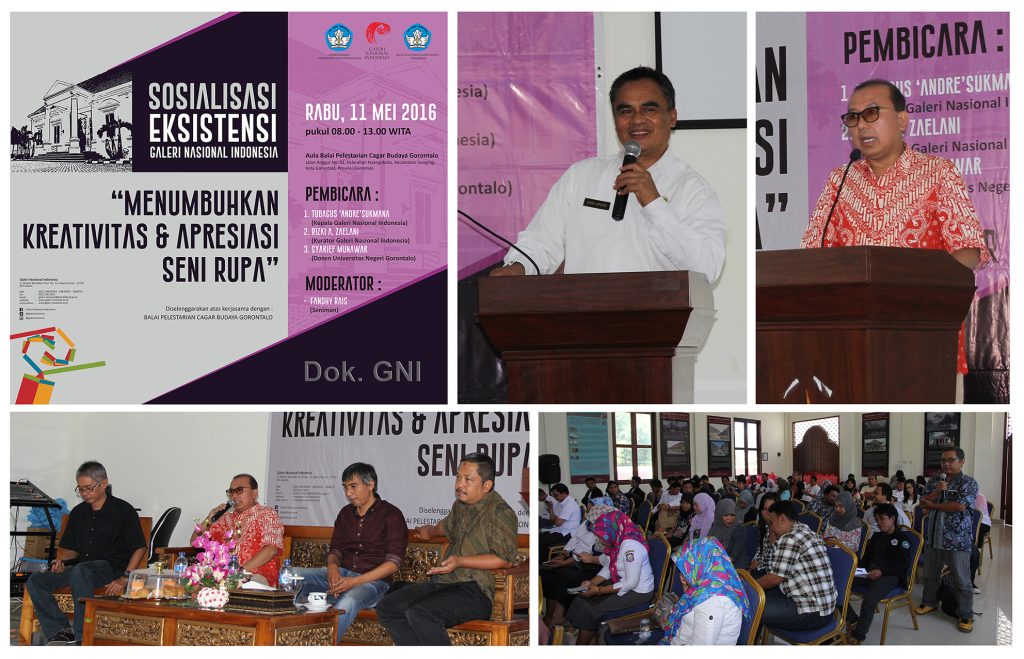 Sosialisasi Eksistensi Galeri Nasional Indonesia digelar Rabu, 11 Mei 2016 di Gorontalo.