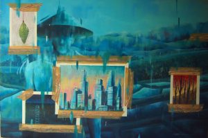 Alif Edi Irmawan - Membaca Landscape (80x120 cm - Cat Akrilik di kanvas)