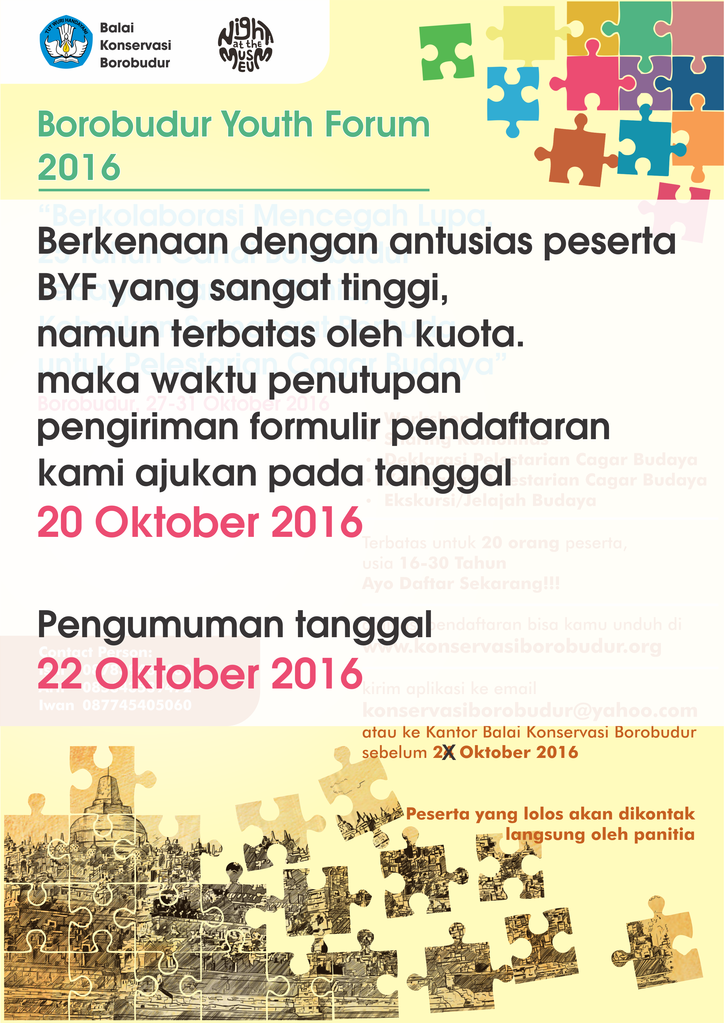 Read more about the article Pengajuan Pendaftaran Borobudur Youth Forum 2016