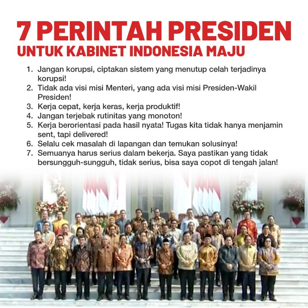 7 Perintah Presiden untuk Kabinet  Indonesia  Maju  Balai 