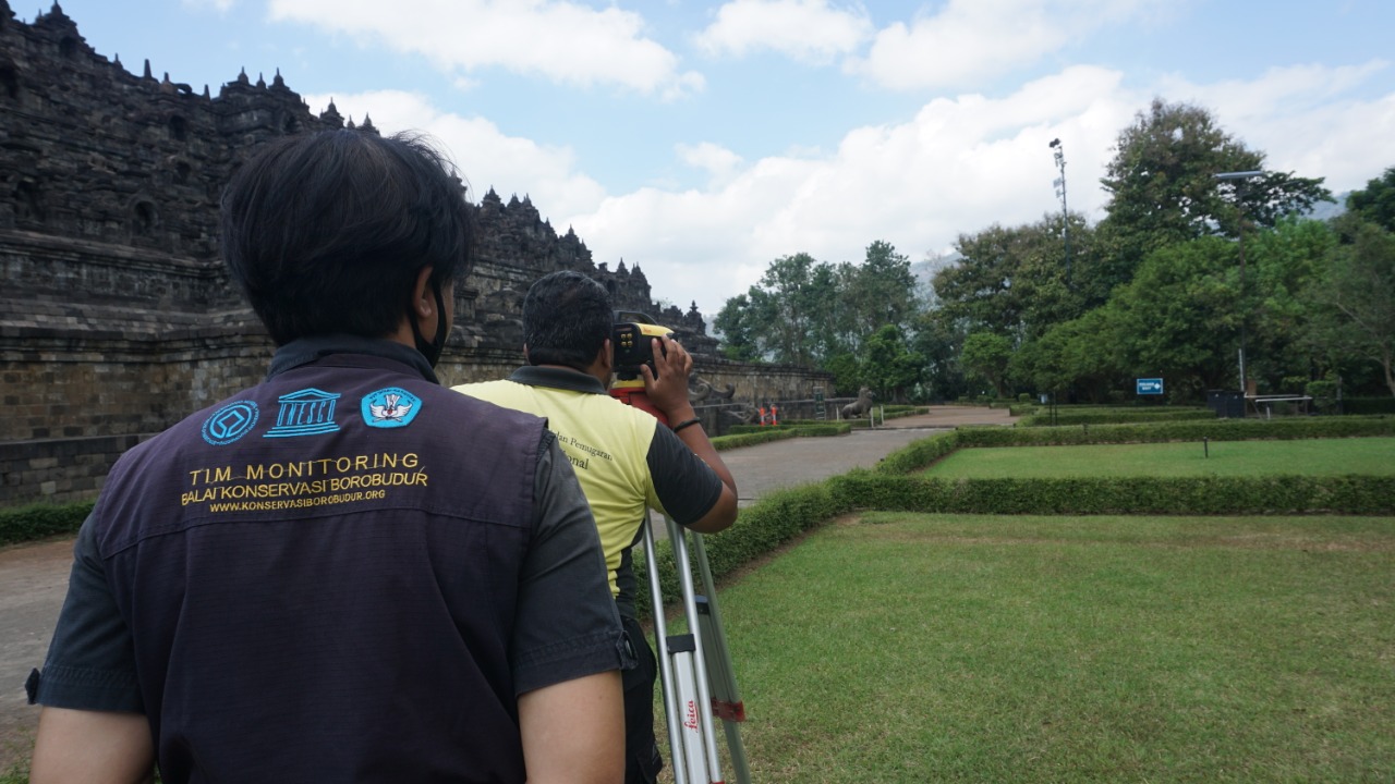 You are currently viewing Pengukuran Beda Tinggi Titik Kontrol Candi Borobudur