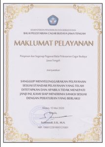 Read more about the article Maklumat Pelayanan Balai Pelestarian Cagar Budaya Jawa Tengah