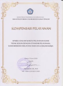 Read more about the article Kompensasi Pelayanan Balai Pelestarian Cagar Budaya Jawa Tengah