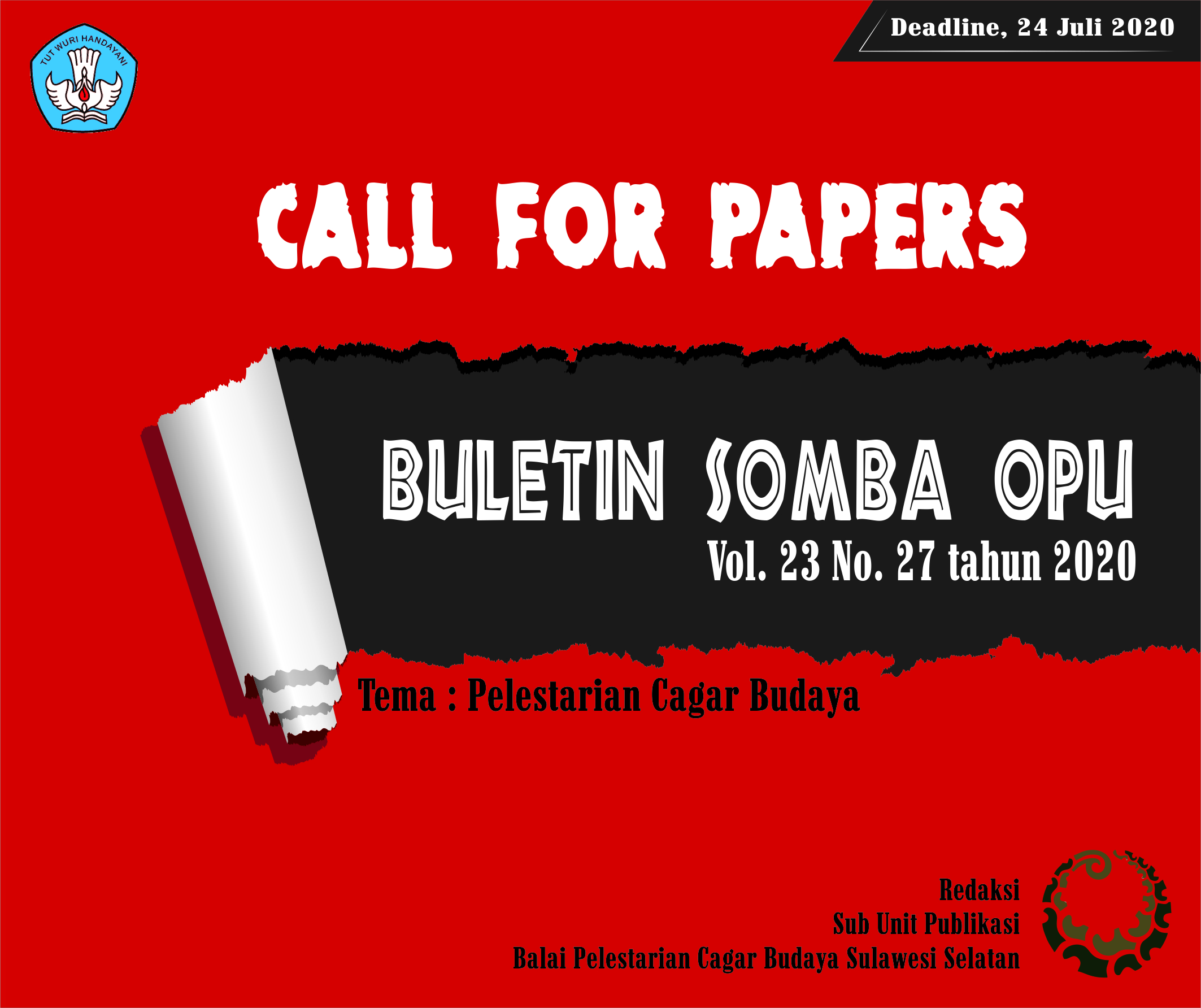 Read more about the article Call For Papers Buletin Somba Opu Vol 23 No 27 Tahun 2020