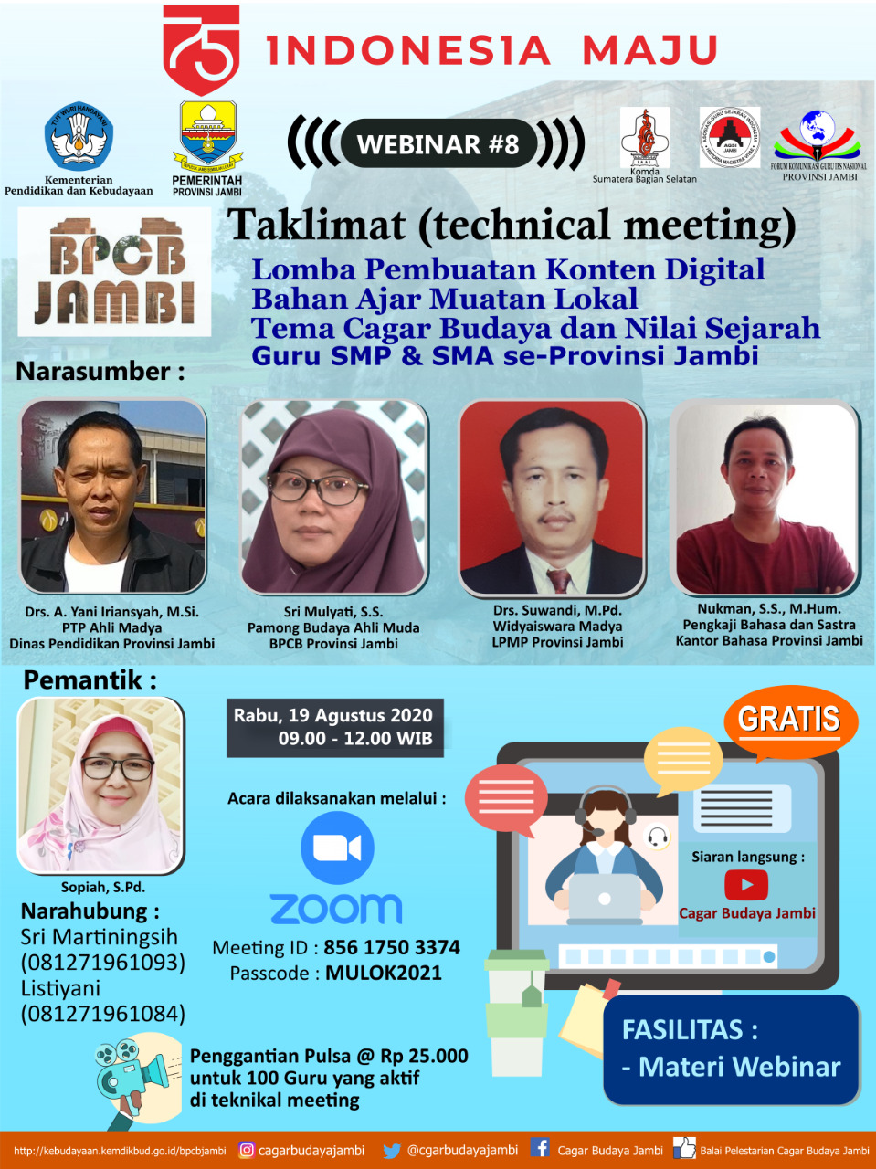 Technical Meeting: Lomba Pembuatan Konten Digital Bahan Ajar Muatan Lokal Tema Cagar Budaya & Nilai Sejarah