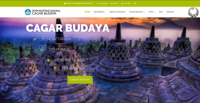 Beranda Laman Web Registrasi Nasional (www.cagarbudaya.kemdikbud.go.id)