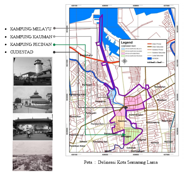 Peta Delineasi Kota Semarang Lama
Sumber: Naskah Rekomendasi Pemeringkatan Kawasan Cagar Budaya Kota Semarang Lama