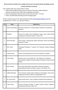 Pengumuman Pemenang Lomba Penulisan Sejarah Sekitar Proklamasi 2013 final